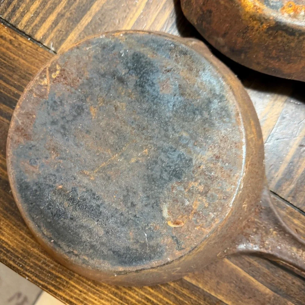 Vintage National Cold Handle Frying Pan Set 4 Cowboy Skillets Carbon Steel Rust